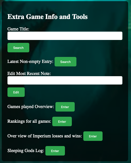 Board game log screenshot